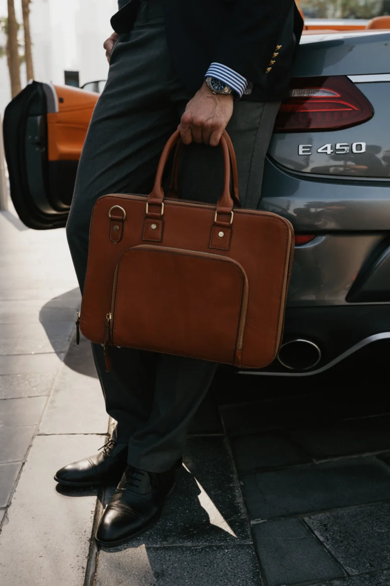 Hamzeh Brown Leather Briefcase