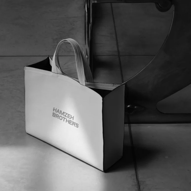 White Leather Shopping Bag - Image 3